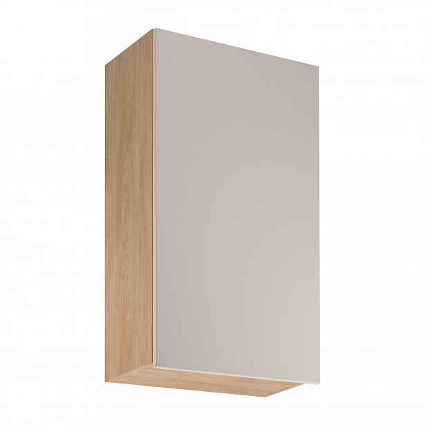Vysoká horní kuchyňská skříňka SALERNO - šířka 60 cm, dub / béžová, pravé provedení