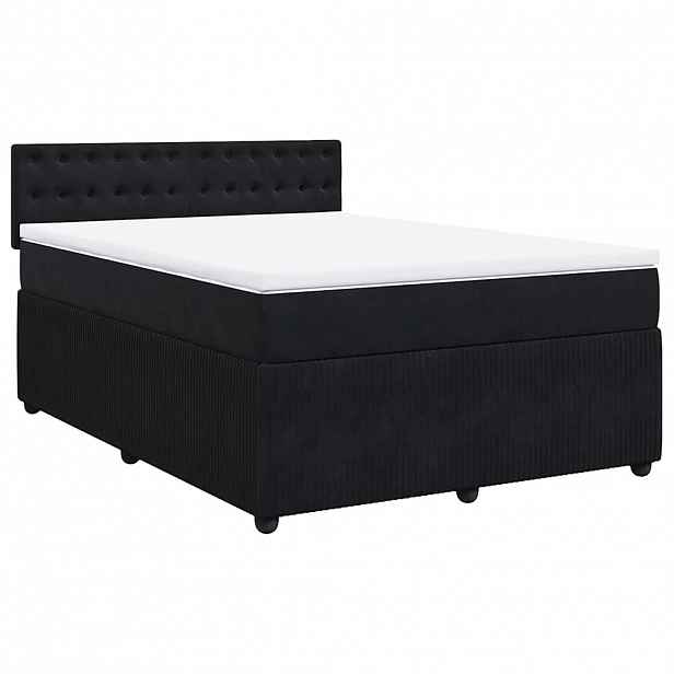 vidaXL Box spring postel s matrací černá 140 x 190 cm samet