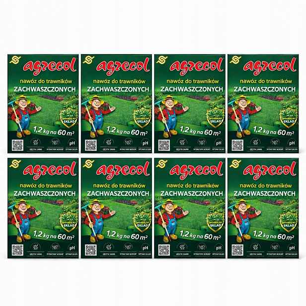 8x Hnojivo pro zaplevelené trávníky Agrecol 1,2 kg, hustý trávník, optimální pH