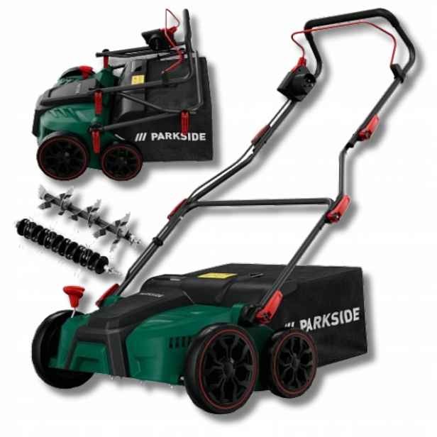 Elektrický vertikutátor Parkside Plv 1500 B1 pro zahradu s nádobou 50 l