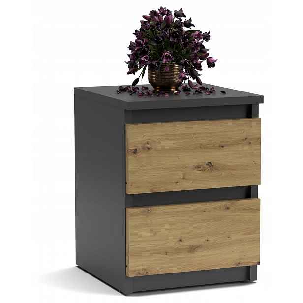Komoda Noční Stolek 2 Zásuvky MS3 Antracit Artisan