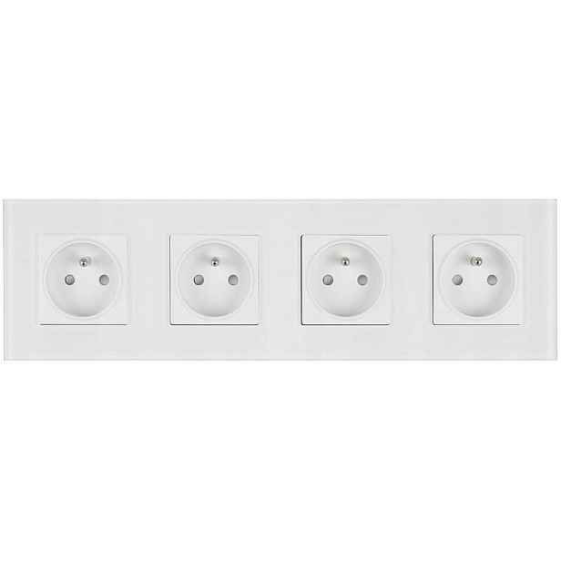 Kontakt Elektrická Zásuvka Se Skleněným Kolíkem FI60 Čtyřnásobná 4x1 Bílá
