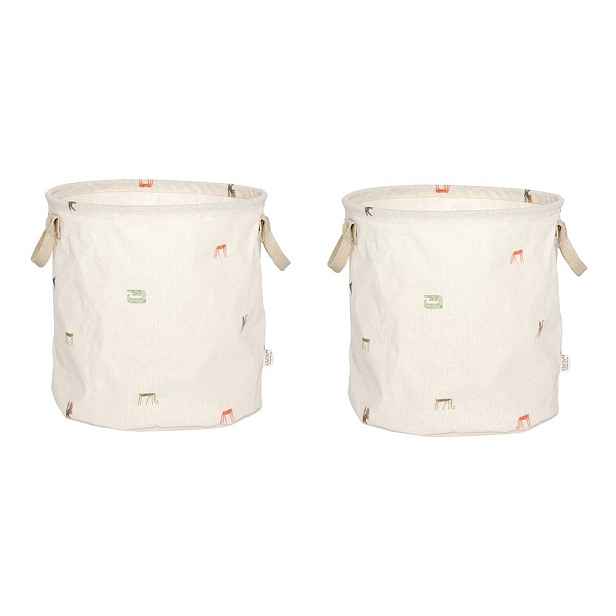 Krémové látkové dětské koše na hračky v sadě 2 ks ø 32x32 cm Moira – OYOY Mini