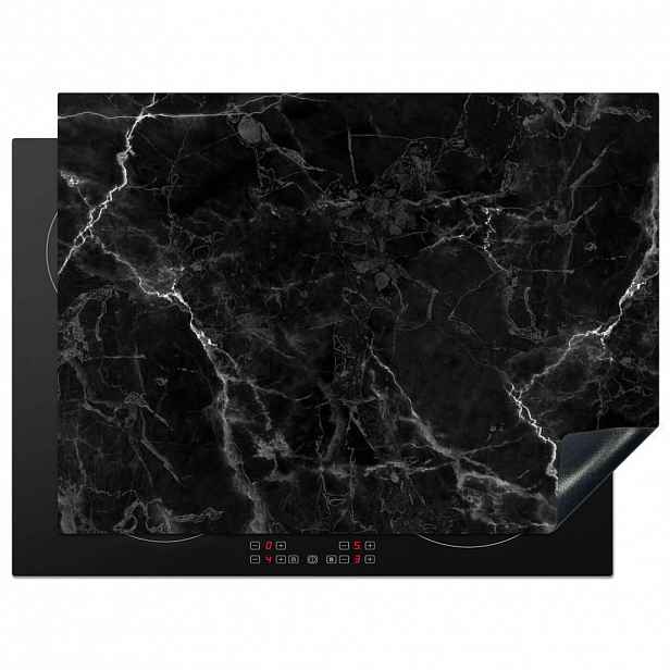 MuchoWow KRYT NA INDUKČNÍ DESKU Mramor - Černá - Bílá - Textura - Mramorový vzhled 71x52 cm