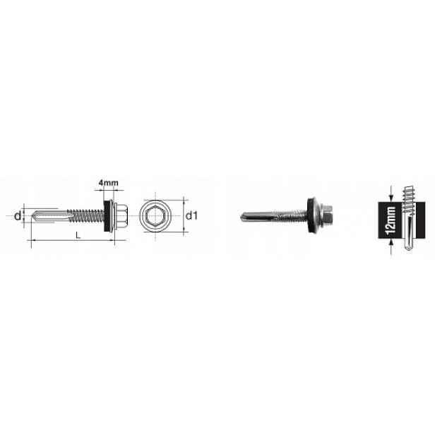 Samovrtný Šroub S Šestihrannou Hlavou Hwh 5.5*67 MM S Epdm 16 MM 531 5.5*67