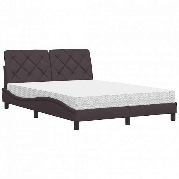 vidaXL Postel s matrací tmavě hnědá 120 x 200 cm textil