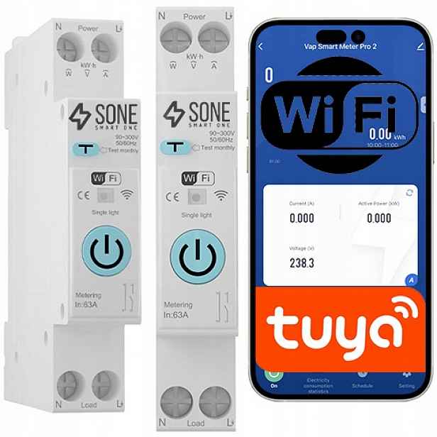 Wifi relé Tuya na Din lištu Měření spotřeby energie diferenciál On Off
