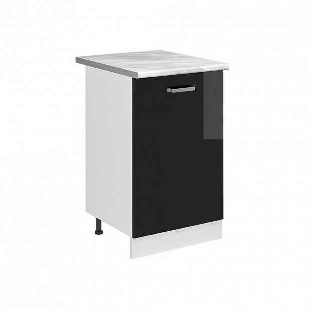 Vicco SPODNÍ SKŘÍŇKA KUCHYŇSKÉ LINKY R-Line, Černý vysoký lesk/Bílá, 50 cm pracovná doska Mramor