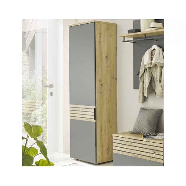 Předsíňová šatní skříň Milan, dub artisan/šedá