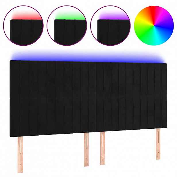 vidaXL Čelo postele s LED černé 180x5x118/128 cm samet