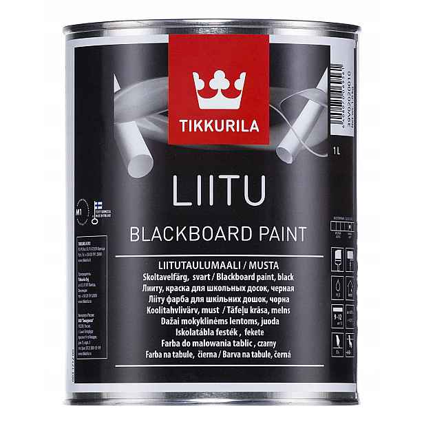 Barva barva na nábytek, nástěnná, tabulová Tikkurila 1 l Černá Matná