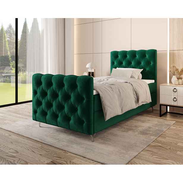Čalouněná boxspringová postel 100x200 ADRIA PLUS 2 - zelená