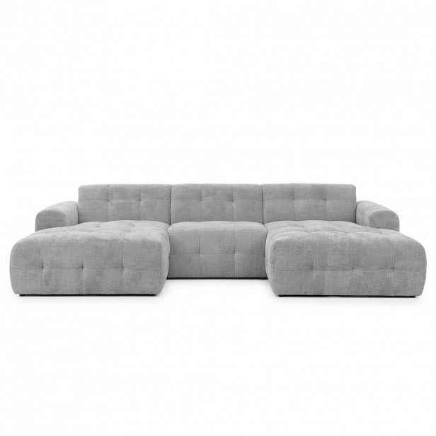 luma-home SEDACÍ SOUPRAVA ve tvaru písmene U s rafinovaným prošíváním, 6místná, 323 × 161 × 79 cm (Š×H×V), čalounění ze ženilky ve světle šedé barvě /