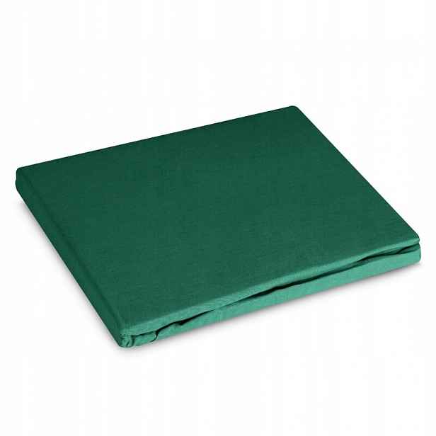 Prostěradlo s gumičkou 220x200 Basic lahvově zelená barva na matrace 30 cm