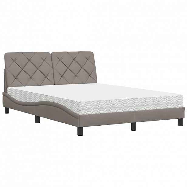 vidaXL Postel s matrací taupe 120 x 200 cm textil
