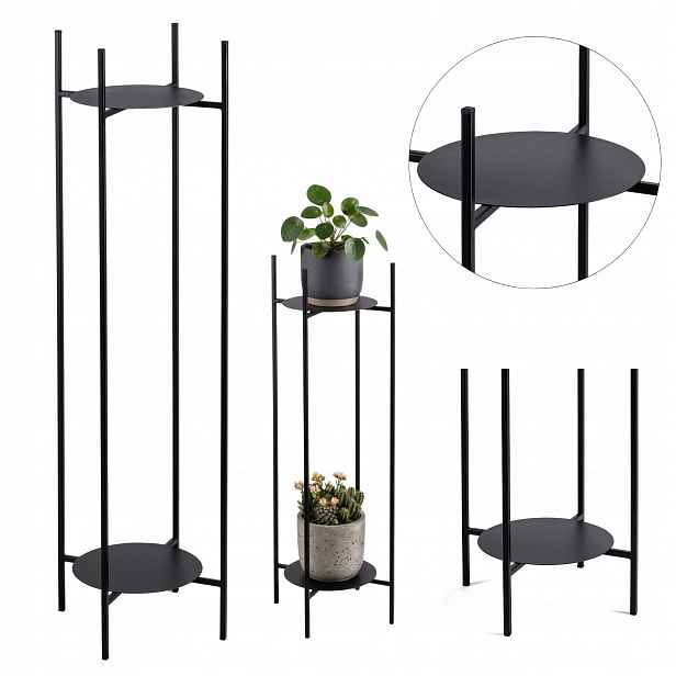 Vysoký Držák Na Květináč Stojící stojan na rostliny Černý Loft pro 2 květináče 100 cm