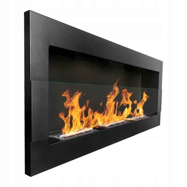 Závěsný biokrb Biokominki Gmt 120x40x12 cm černý Strukturovaný se sklem