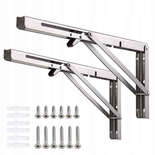 Set 2x Skládací Úhelník Pod Poličku Stůl Deska 400×170 mm do 150 kg