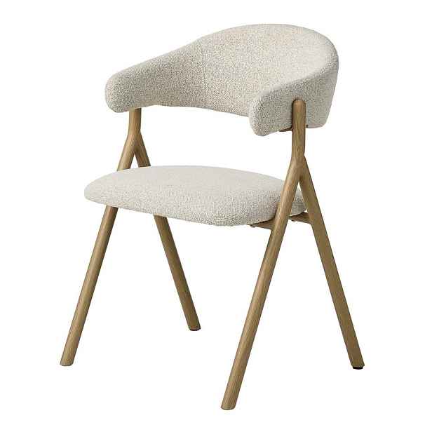 Krémové/v přírodní barvě čalouněné jídelní křeslo s područkami Frances – Unique Furniture