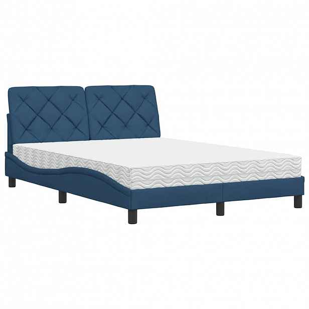 vidaXL Postel s matrací modrá 120 x 200 cm textil