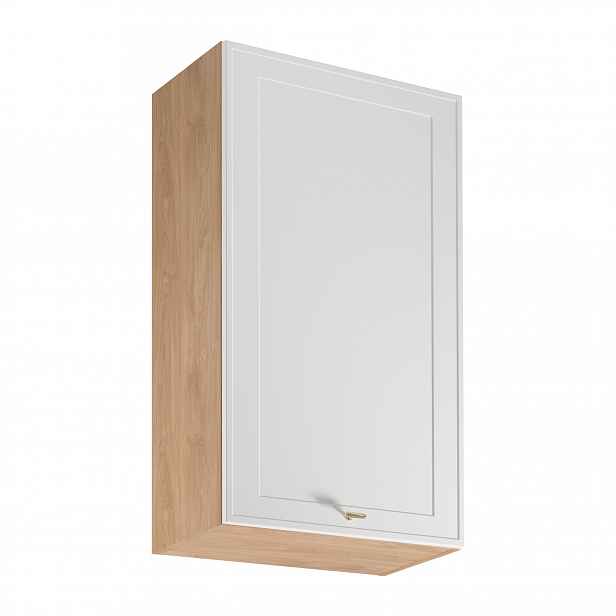 Vysoká horní kuchyňská skříňka SALERNO - šířka 60 cm, dub / bílá, pravé provedení