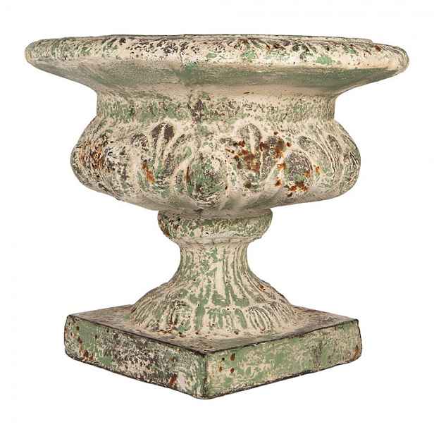 Zelený antik květináč v barokním stylu s listy Baroque - Ø 56*50 cm Clayre & Eef