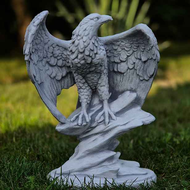 Betonová Figura Orel na skále Figura orla šedá 34 cm 4 kg dekorace