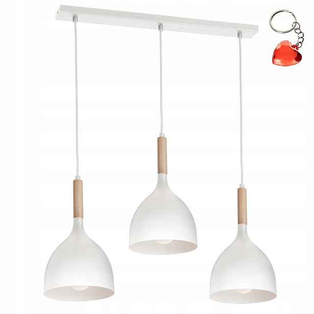 Bílé trojité závěsné svítidlo na liště Noak Wood 1196 Luminex