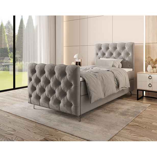 Čalouněná boxspringová postel 100x200 ADRIA PLUS 2 - světle šedá