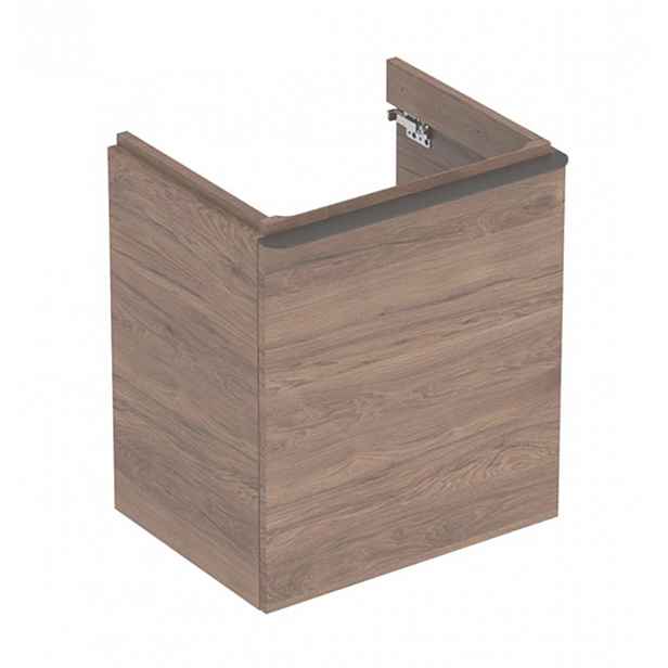 Geberit Smyle Square - Umyvadlová skříňka, 54x43x62 cm, 1 dvířka, panty vlevo, ořech/lávová 500.366.JR.1