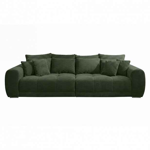 luma-home BIG-SOFA s pružinovým jádrem, Š306/H134/V86 cm, ležecká plocha 120×240 cm, zelený kord / 15172
