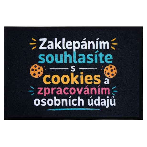 Rohožka Zaklepáním souhlasíte s cookies 40x60 cm, 40x60, černá, Mercury Flooring