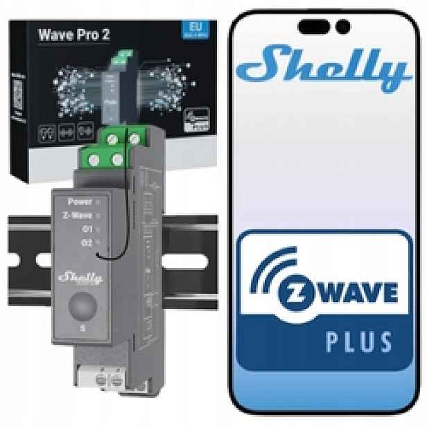 Shelly Wave Pro 2 Z-Wave Din 2x16A 2-kanálový dry contact