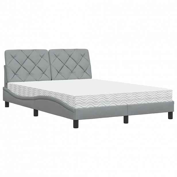 vidaXL Postel s matrací světle šedá 140 x 190 cm textil