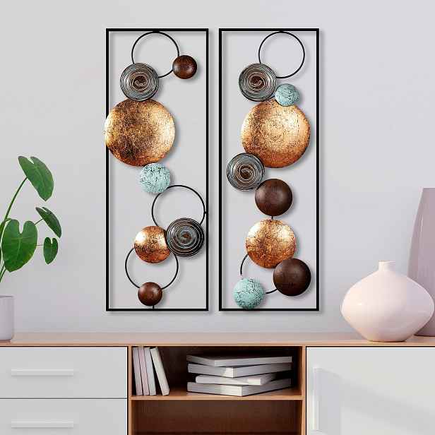 Wallity Sada 2 ks nástěnných kovových dekorací Textured - 9 vícebarevná