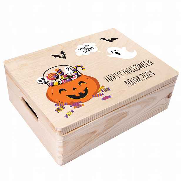 Dřevěná Krabička na bonbóny halloweenský suvenýr, dárek pro dítě 40x30
