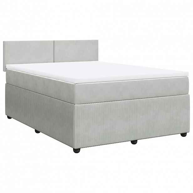vidaXL Box spring postel s matrací světle šedá 140x200 cm samet