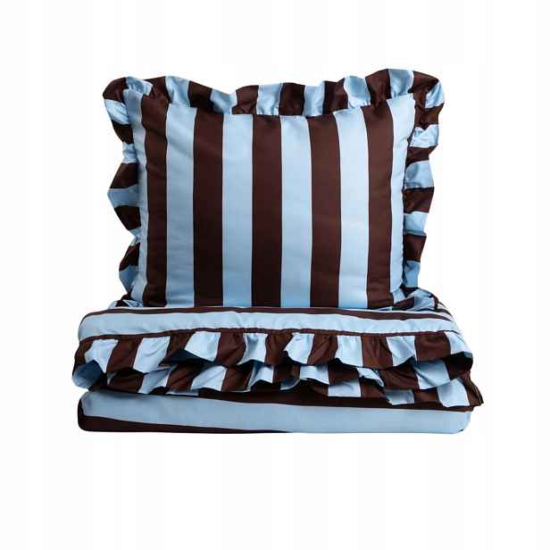 Povlečení Tiffany z mikrovlákna s čokoládovo-modrým volánkem 160x200 Homla