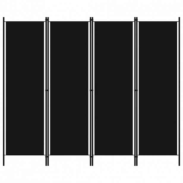 vidaXL 4dílný paraván černý 200 x 180 cm