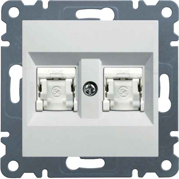 Zásuvka datová Hager lumina CAT5E 2× RJ45 UTP nestíněná bílá lesk