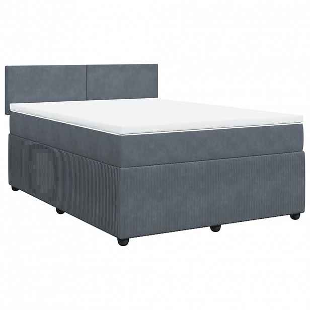 vidaXL Box spring postel s matrací tmavě šedá 140x200 cm samet
