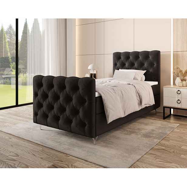Čalouněná boxspringová postel 100x200 ADRIA PLUS 2 - tmavě šedá