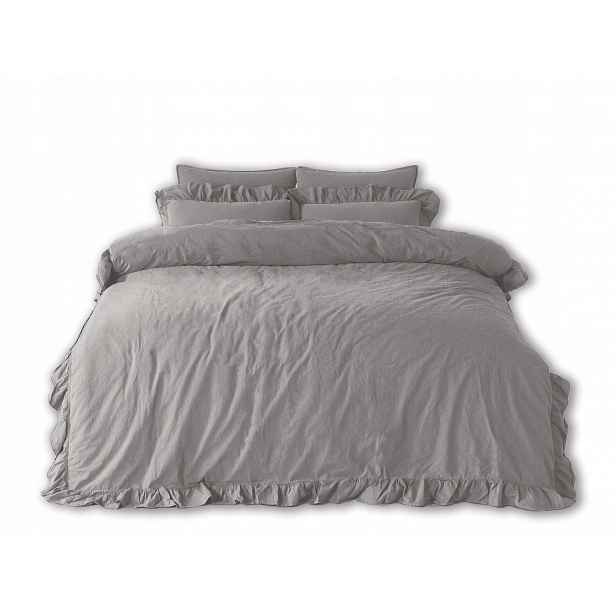 Povlečení Bavlněné 220x200 Stonewashed Volánek Popel