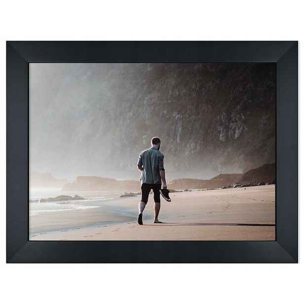 Rámeček dřevěný na fotografii 50x70 Henio černý matný přírodní dřevo