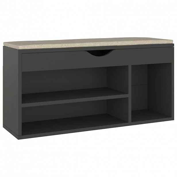 vidaXL Lavice s botníkem a poduškou šedá 104x30x49 cm kompozitní dřevo