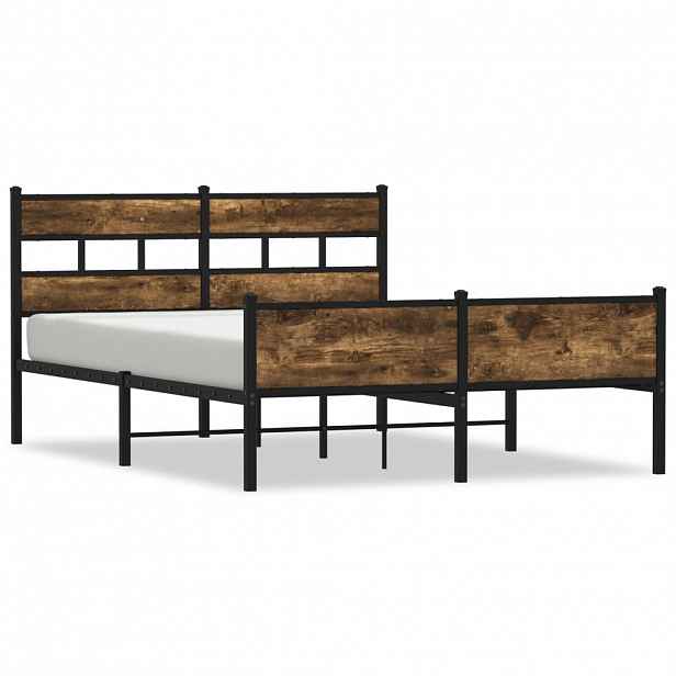 vidaXL Rám postele bez matrace kouřový dub 150x200 cm kompozitní dřevo