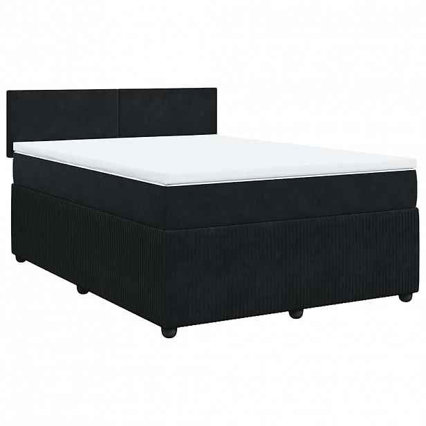 vidaXL Box spring postel s matrací černá 140x200 cm samet