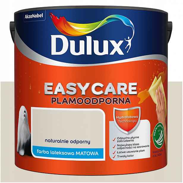 Barva na stěny stropů odolná proti skvrnám Dulux Easycare Přirozeně odolná 2,5L