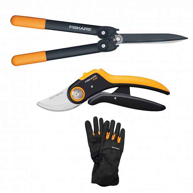 Fiskars Zahradní sada Zahradní nůžky nůžkový Nůžky na živý plot Rukavice R8