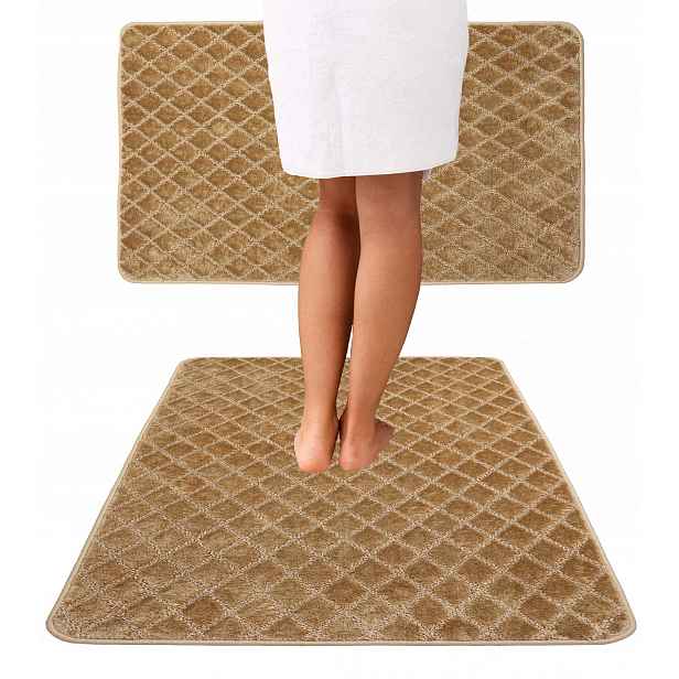 Koupelnový Koberec Protiskluzový Elegantní 3D Béžový Zlatý 100X100 cm